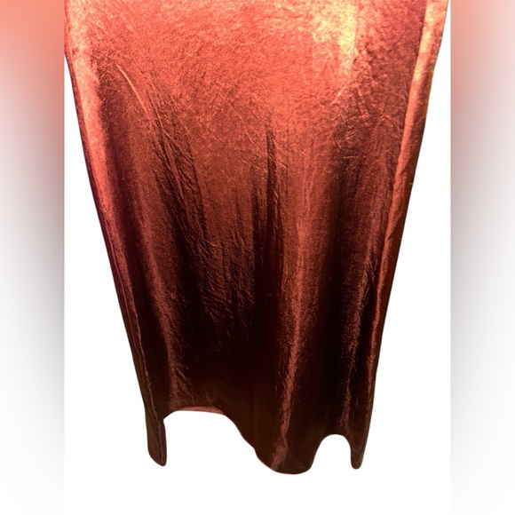 Vince Sleeveless Satin Cinnamon Red Knee Length Crewneck Shift Dress NEW FLAWED - Picture 4 of 11